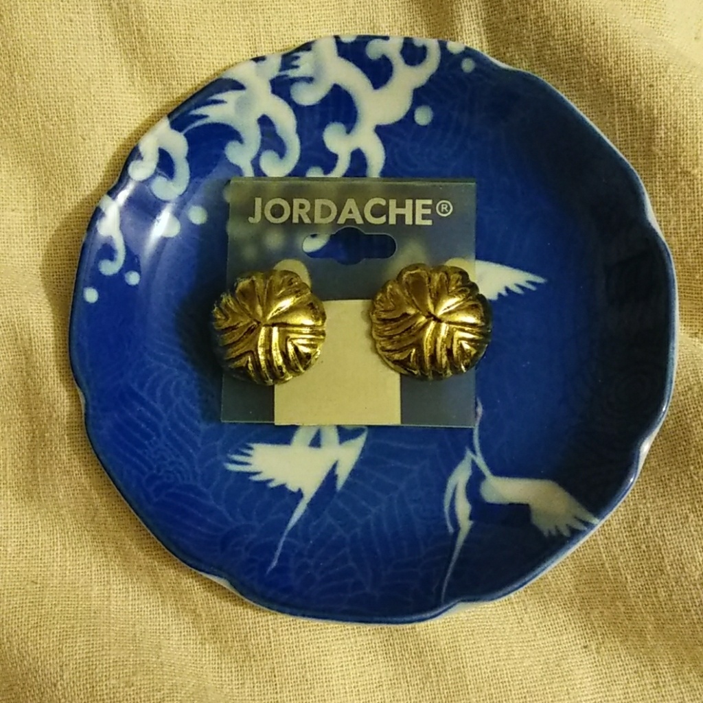 Jordache Gold Round Clip On Earrings
